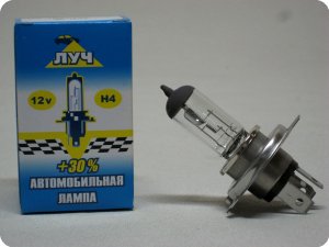 Автолампа H4 12v (100/90w)+30% P43t Луч