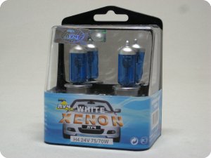 Автолампа H4 24V (75/70w) P43t White Plasma Xenon Луч, 2шт