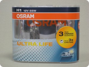 Автолампа H1 (55) P14.5s ULTRA LIFE (EUROBOX, 2шт) 12v Osram